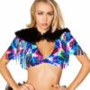 Roma Rave/Festival Wear Fringed Shrug With Fur Detail
