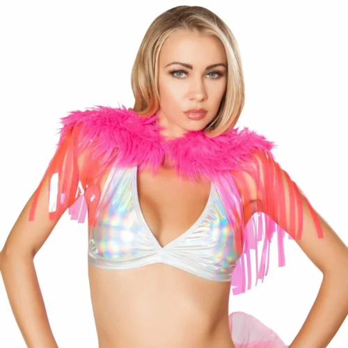 Roma Rave/Festival Wear Fringed Shrug With Fur Detail
