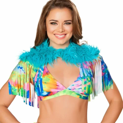 Roma Rave/Festival Wear Fringed Shrug With Fur Detail