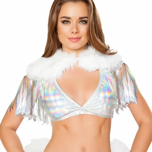 Roma Rave/Festival Wear Fringed Shrug With Fur Detail