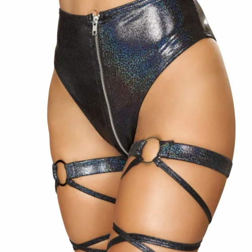 Roma 1pc High-Waisted Shorts With Zipper Front Closure Rave/Festival Wear