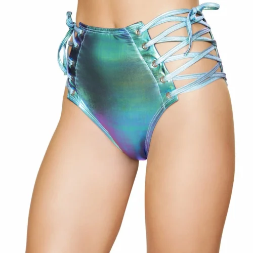 Roma 1pc High-Waisted Shorts With Lace-up Detail Rave/Festival Wear