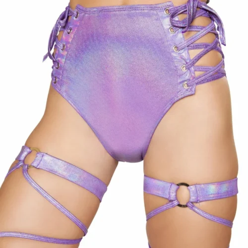 Roma 1pc High-Waisted Shorts With Lace-up Detail Rave/Festival Wear
