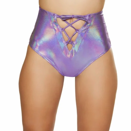 Roma 1pc High-Waisted SHorts With V-Shape Lace-up Detail