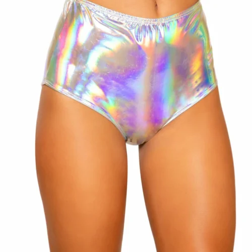 Roma Rave/Festival Wear Iridescent High-Waisted Shorts With Zipper Closure 18 Roma Rave/Festival Wear Iridescent High-Waisted Shorts With Zipper Closure