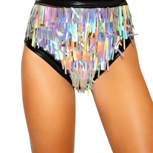 Roma Raindrop Sequin & Shimmer High-Waisted Shorts Rave/Festival Wear