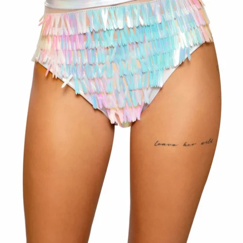 Roma Raindrop Sequin & Shimmer High-Waisted Shorts Rave/Festival Wear