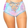Roma Rave/Festival Wear Two-Tone High-Waisted Lace-up Shorts