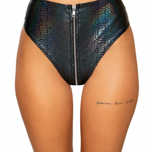 Roma Rave/Festival Wear Snake Skin High-Waisted Shorts With Zipper Closure
