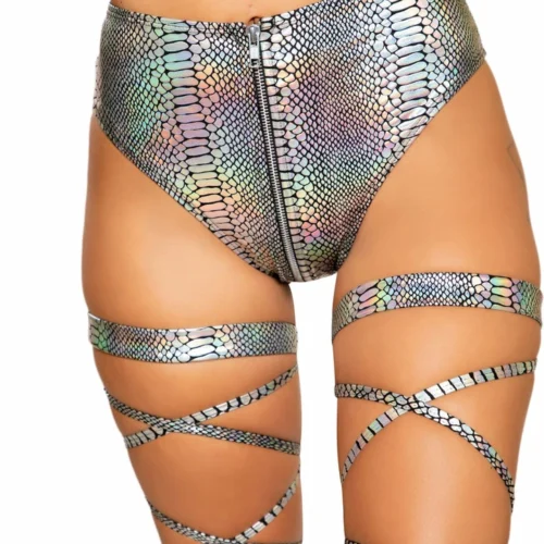 Roma Rave/Festival Wear Snake Skin High-Waisted Shorts With Zipper Closure