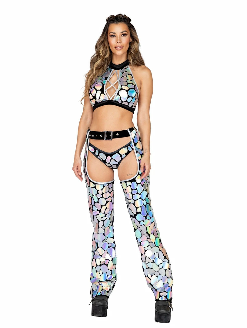 Roma 1pc Metallic Spotted Velvet Crop Top With Lace-Up Detail 5 Roma 1pc Metallic Spotted Velvet Crop Top With Lace-Up Detail