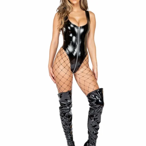 Roma Bodysuits 1pc Latex Romper With Zipper Closure