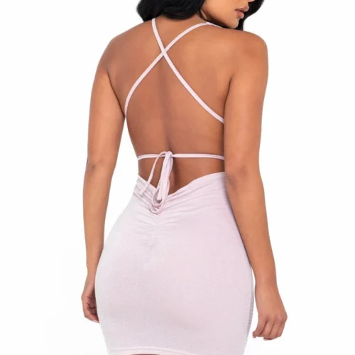 Roma Glitter Cocktail Dress With Criss-Cross Strap