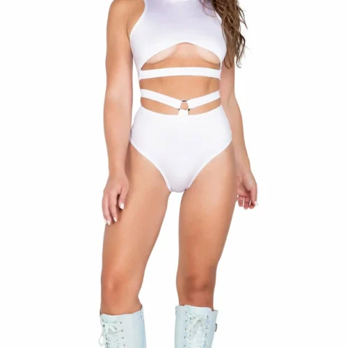 Roma High Waisted Ring Detail Shorts