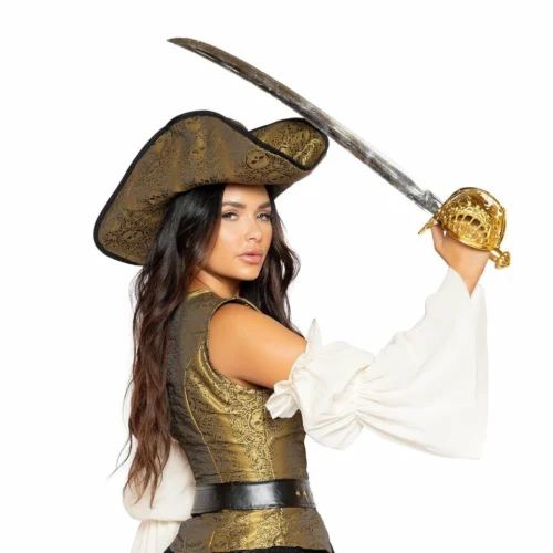 Roma Costumes Gold Skull Pirate Hat
