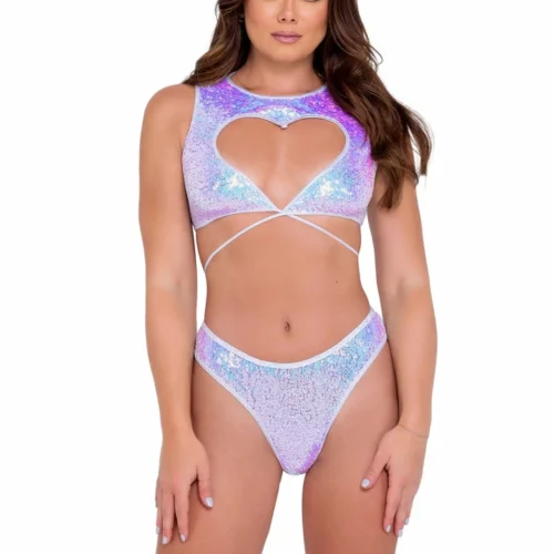 Roma Summer Collection Sequin Top With Heart Cutout