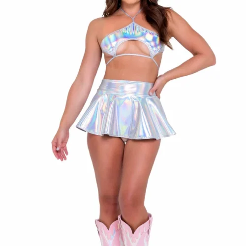 Roma Holographic Keyhole Tie-Top