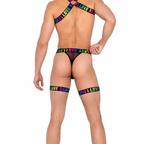 Roma Summer Collection Mens Pride Thong With Attached Garters