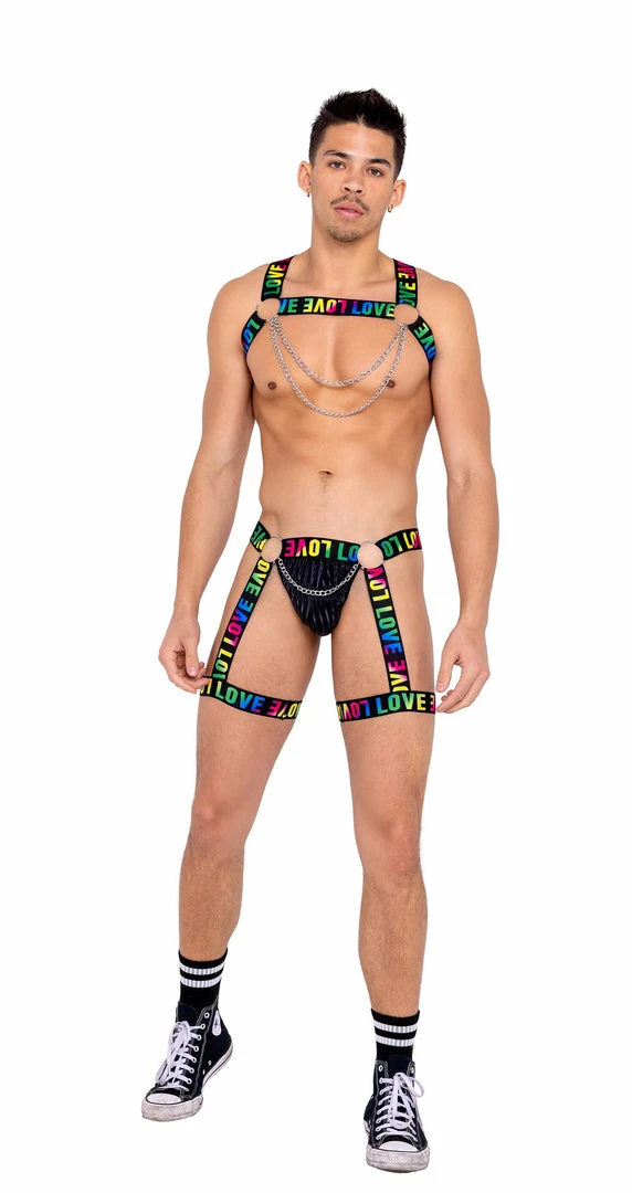 Roma Summer Collection Mens Pride Thong With Attached Garters 3 Roma Summer Collection Mens Pride Thong With Attached Garters