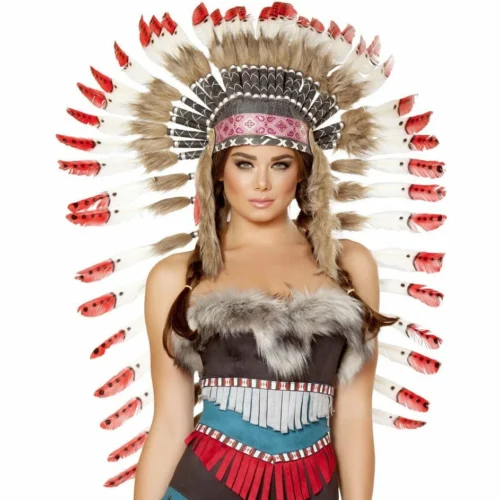Roma Indian Headdress With Red Tips