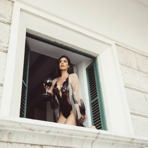 Roma 1pc V-Shaped Eyelash Lace & Satin Teddy With Snap Bottom Lingerie