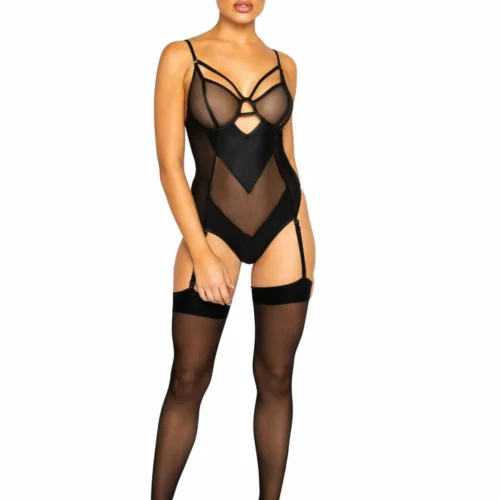Roma Netted Matte Bodysuit With Garter Set Lingerie 10 Roma Netted Matte Bodysuit With Garter Set Lingerie
