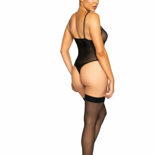 Roma Netted Matte Bodysuit With Garter Set Lingerie
