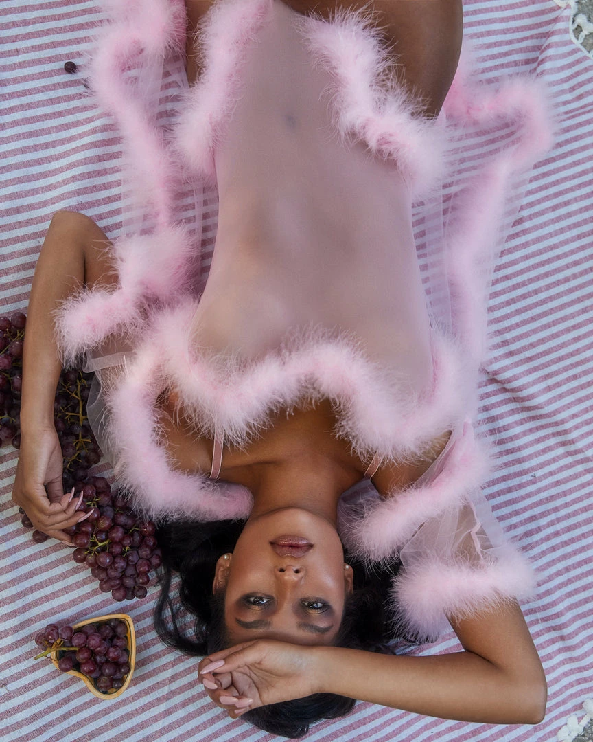 Roma Lingerie 1pc Sheer Marabou Robe 6 Roma Lingerie 1pc Sheer Marabou Robe