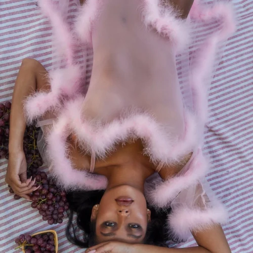 Roma 1pc Sheer Marabou Teddy