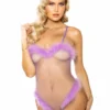 Roma 1pc Sheer Marabou Teddy 1 Roma 1pc Sheer Marabou Teddy