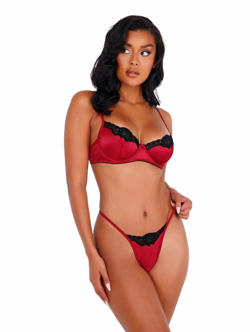 Roma 2pc Lace & Satin Underwire Bra Set Lingerie 5 Roma 2pc Lace & Satin Underwire Bra Set Lingerie