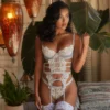 Roma Lingerie 1pc Embroidered Lace & Satin Bustier Set 1 Roma Lingerie 1pc Embroidered Lace & Satin Bustier Set