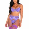 Roma 3pc Embroidery Lace & Satin Bra Set
