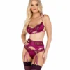 Roma 3pc Embroidery Lace & Satin Bra Set Lingerie