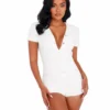 Roma 1pc Cozy & Comfy Fuzzy Romper With Snap Closure Lingerie