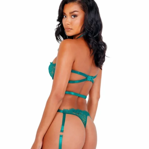 Roma Lingerie Lacey Criss-Cross Underwired Teddy With Garters