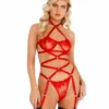 Roma Lingerie Lacey Criss-Cross Underwired Teddy With Garters