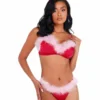 Roma 2pc Marabou Satin Bra Set 2 Roma 2pc Marabou Satin Bra Set