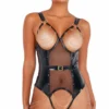 Roma 2pc Vinyl Bodysuit With Chain Detail Lingerie