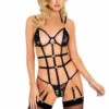 Roma 1pc Caged Chain Lingerie Teddy With Underwire Support 2 Roma 1pc Caged Chain Lingerie Teddy With Underwire Support