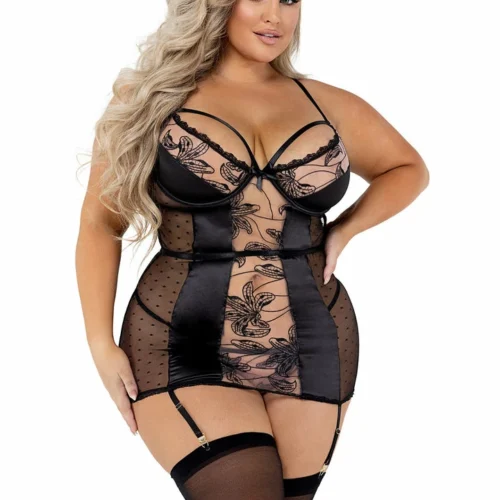 Roma 2pc Embroidery & Satin Chemise Set