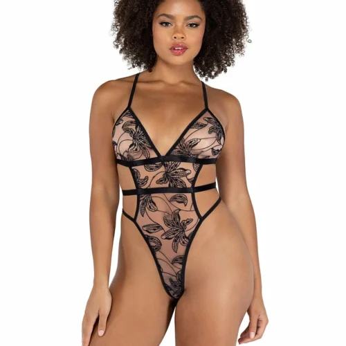 Roma Lingerie Embroidery High-Cut Teddy