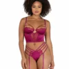 Roma 2pc Satin Underwire Bralette Set With Strappy Panty Lingerie