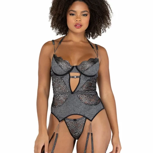 Roma 2pc Sparkle Chained Bustier Set