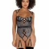 Roma Sparkle Gartered Crotchless Teddy Lingerie 1 Roma Sparkle Gartered Crotchless Teddy Lingerie