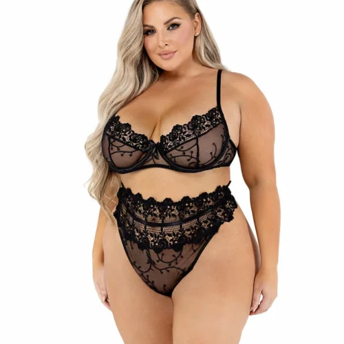 Roma Lingerie 2pc Floral High-Waisted Bra Set