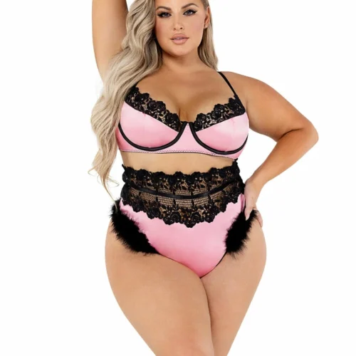 Roma 2pc Embroidery & Satin Bralette Set Lingerie