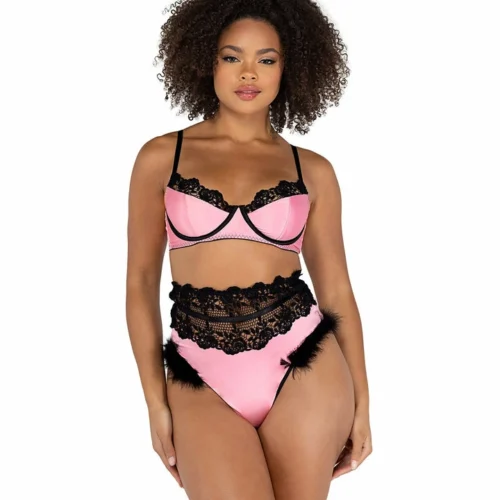 Roma 2pc Embroidery & Satin Bralette Set Lingerie