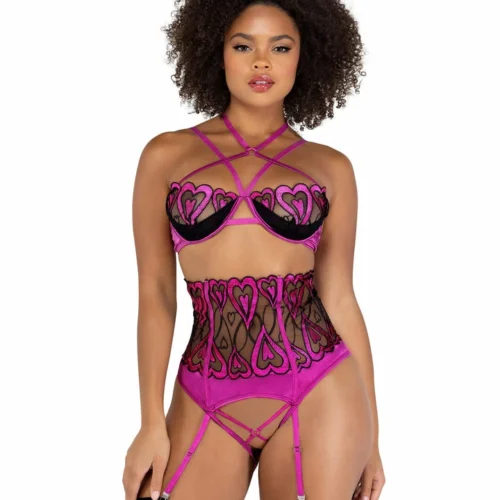 Roma 2pc Sweetheart Crotchless Bra Set Lingerie