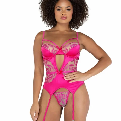 Roma 2pc Floral Gartered Bustier Set